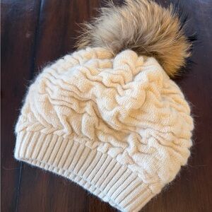 Cozy Cream Knit Pom-Pom Beanie Linda Richards